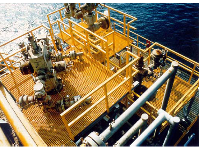 Offshore Oil and Gas platform F R P molded grating